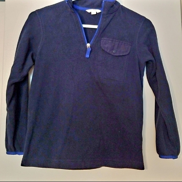 Land's End Kids Navy Blue Fleece Quarter Zip Pullover Boy's Large 14-16 Pocket - Picture 1 of 6